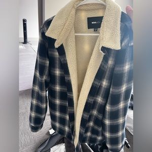 Mens FashionNova Fur Lined Flannel Jacket